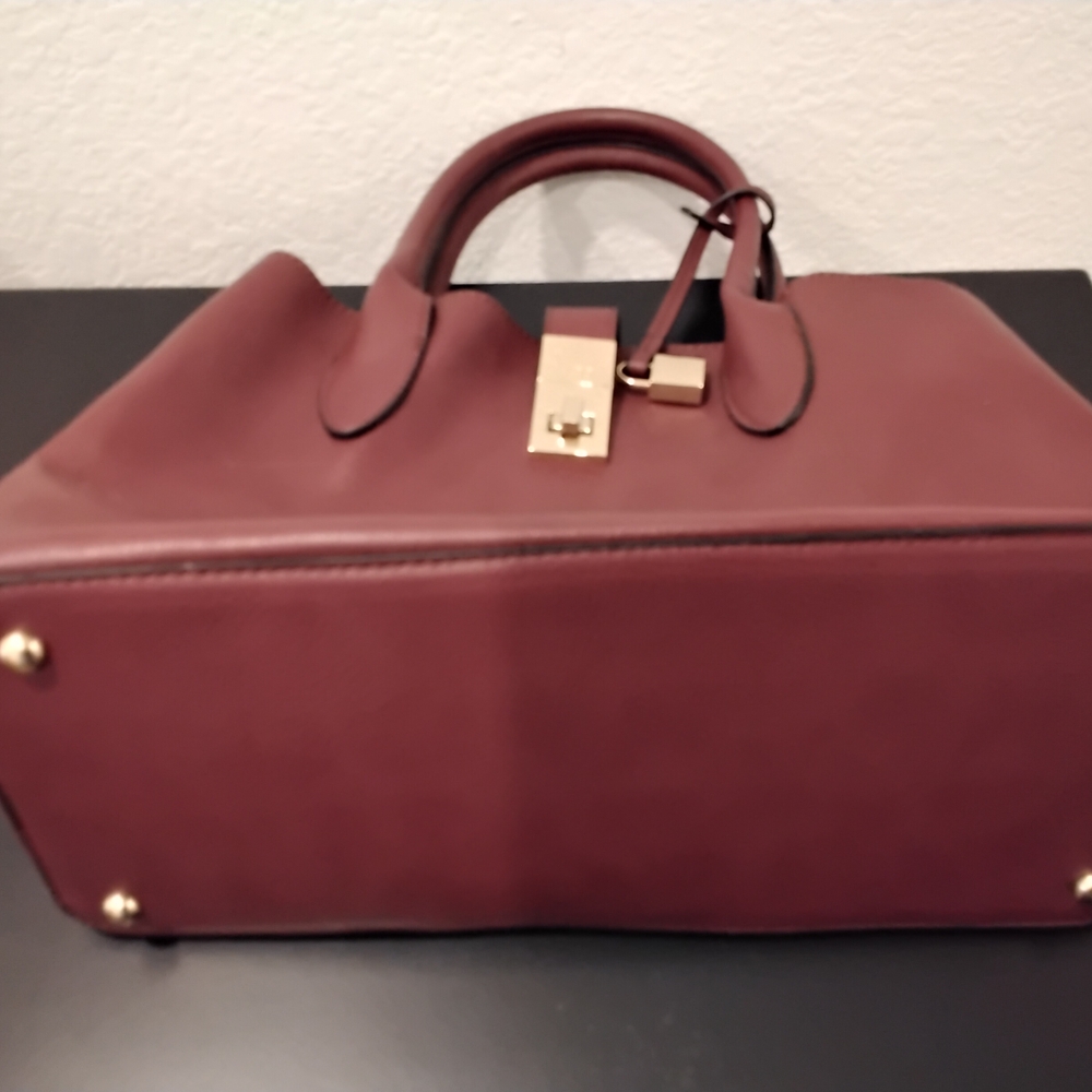 Aldo Burgundy Leather Tote Bag - Picture 3 of 5